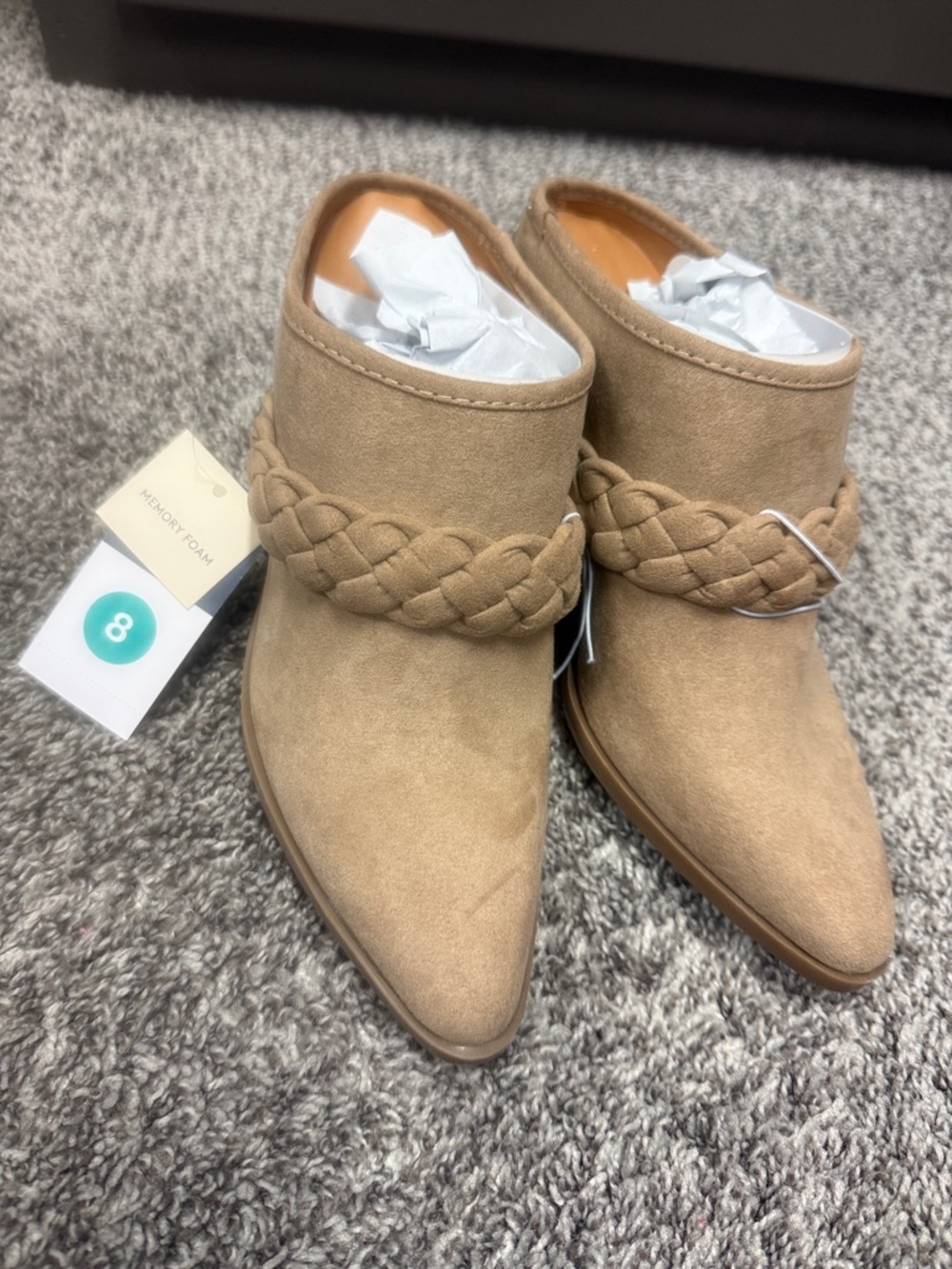 Universal Thread Women's Braided Pointed Toe Mule Boots - Tan